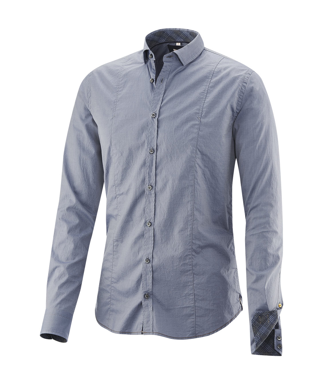 Q1 casualhemd maik, im rauchblauen, uni fein twill mit einem karo ...